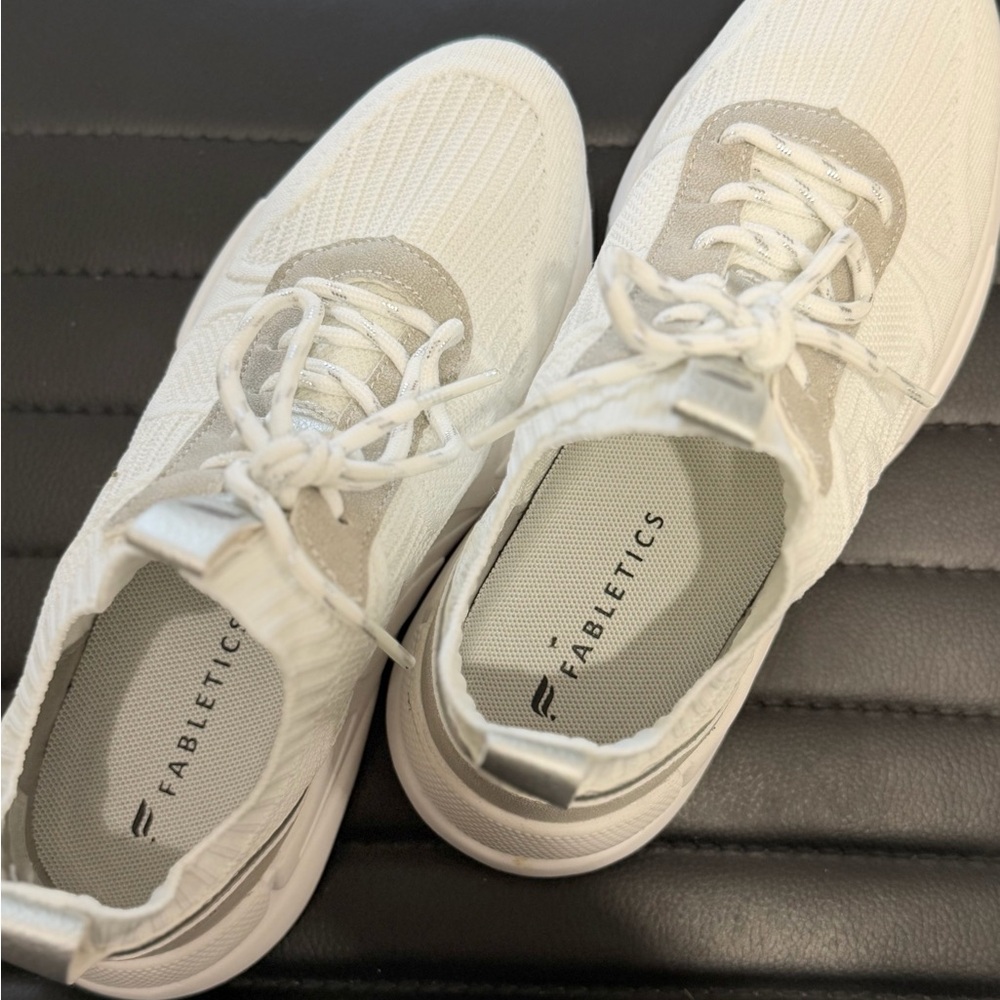 Fabletics White and Gray Athletic Shoes